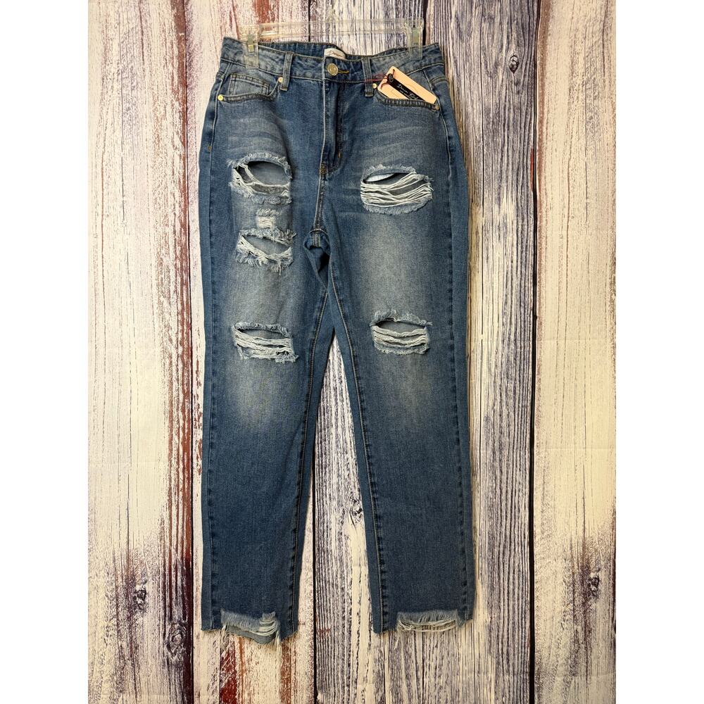 Denim Blvd Straight Distressed Jeans for Women Size Small Raw Hem